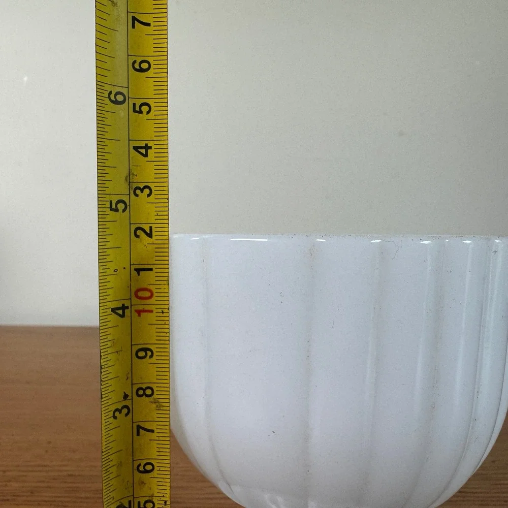 Vintage‎ White Milk Glass Ribbed Pedestal Compote Bowl Vase